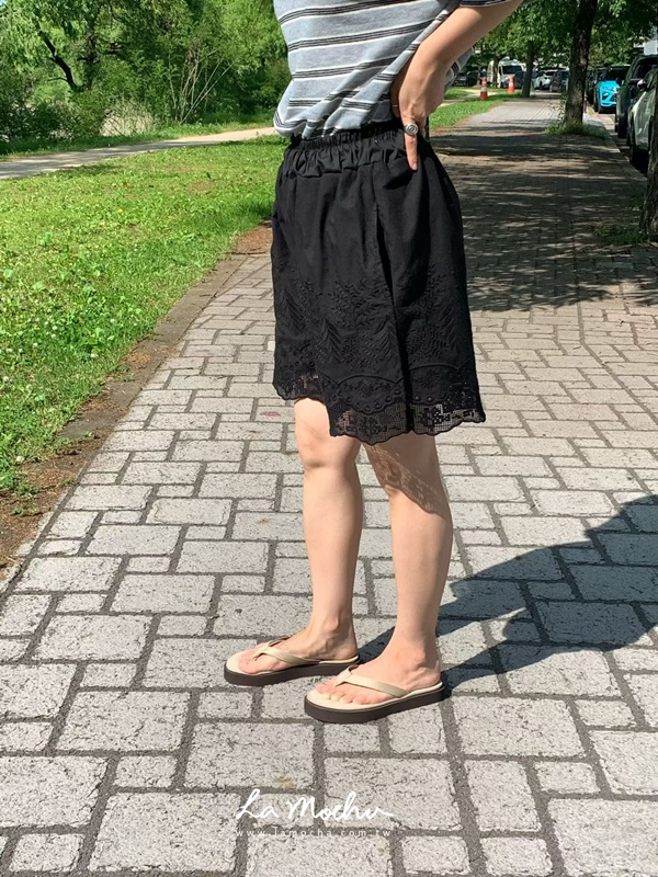 寬腰頭蕾絲五分褲